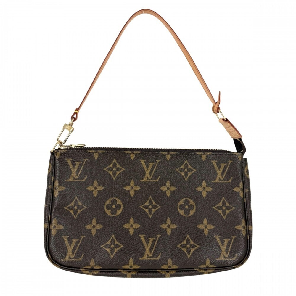 LOUIS VUITTON Authentic Brown Monogram Canvas Pochette Mini Bag